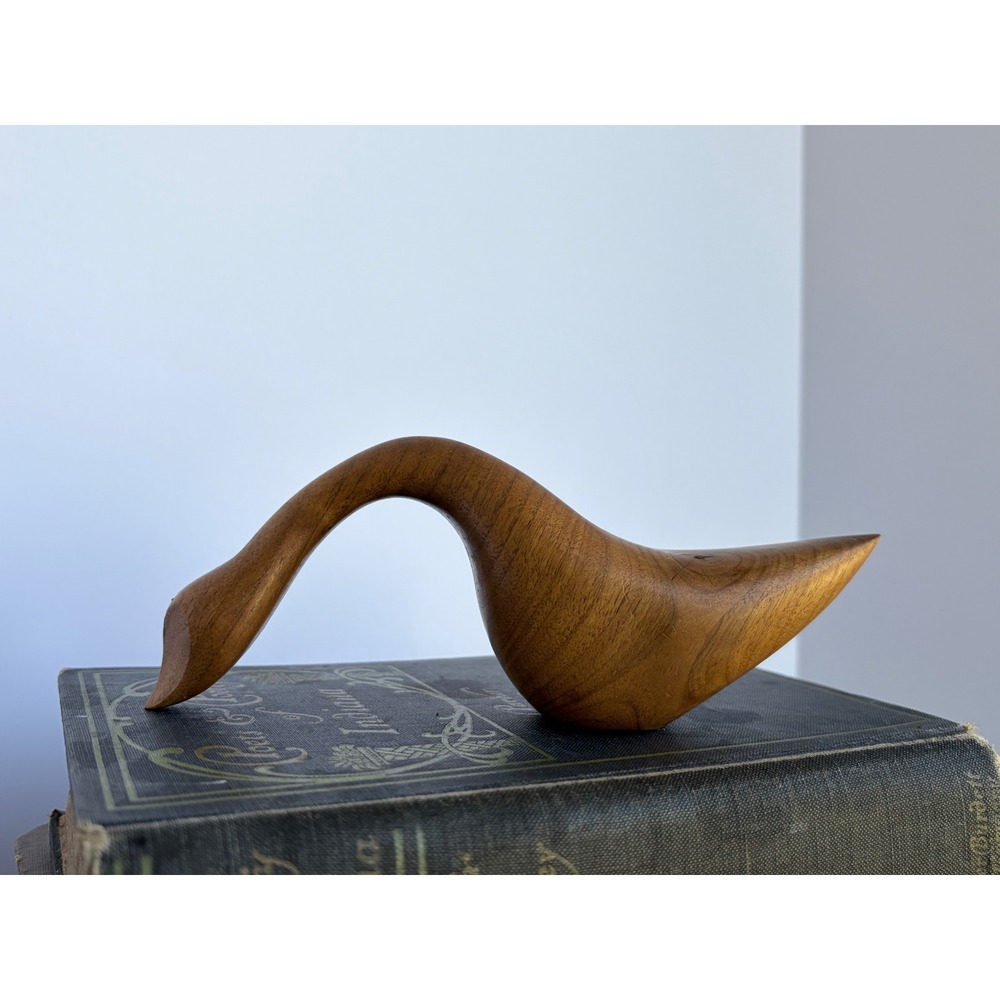 De Blauw Hand Carved Wood Bird Figurine Mid Century Modern Minimalist Sculpture